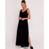 Макси рокля с дълбоко деколте на гърба - черна - MOE
