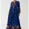 Макси рокля -  с щампа - синя - вискоза HiCCUP