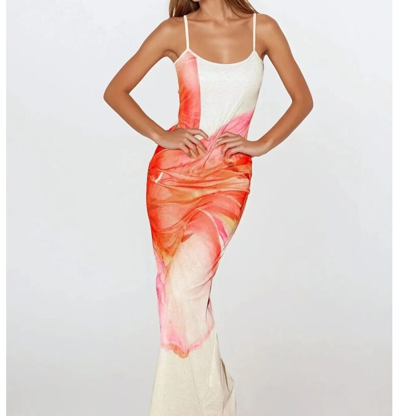 Макси рокля -  флорален принт - многоцветна - тюл HiCCUP