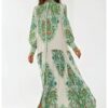 Макси рокля -  щампа - зелена - текстил HiCCUP