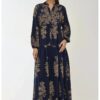 Макси рокля -  щампа - синя - вискоза HiCCUP