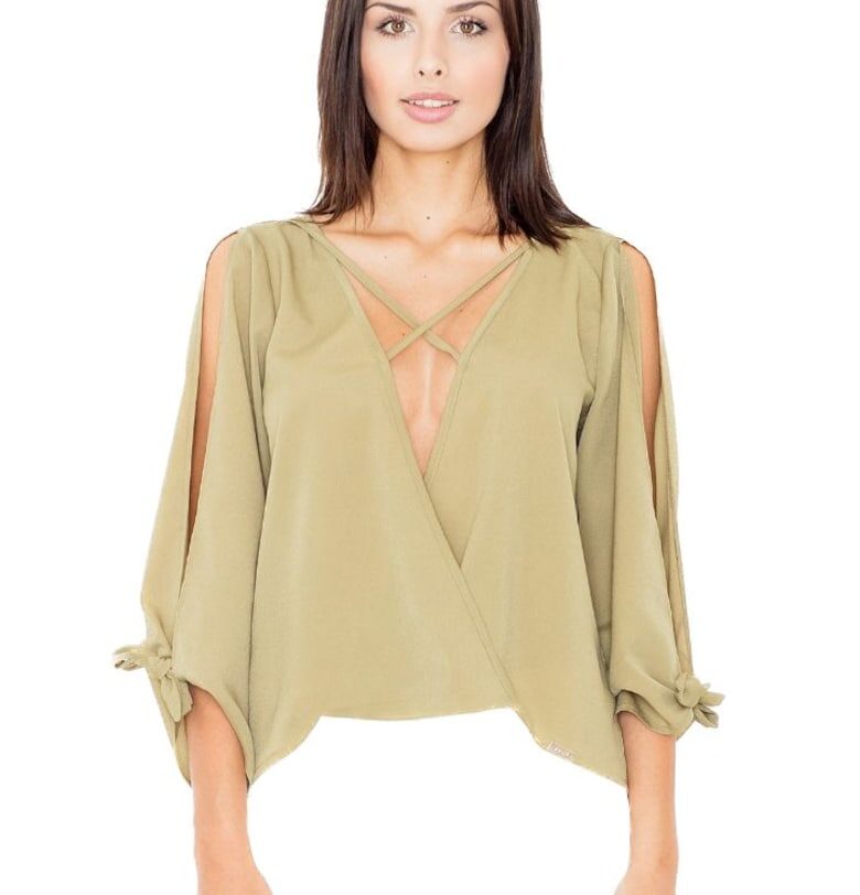 Маслинова дамска блуза  Sebiflour M485 - Зелен Figl