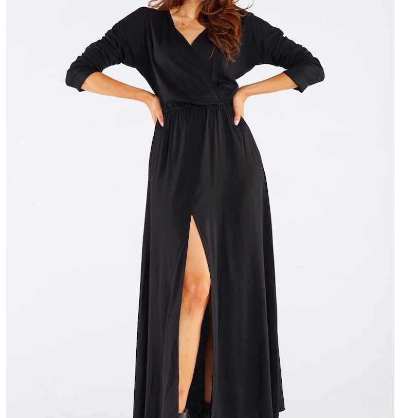 Миди Рокля с дълъг ръкав - Ежедневна - Вискоза A454 awama