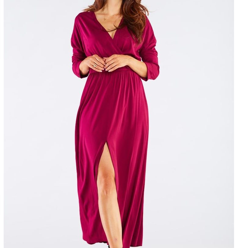 Миди Рокля с дълъг ръкав - Ежедневна - Вискоза A454 awama