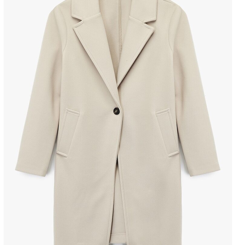 Миди палто с 1 копче - Светло бежово KOTON