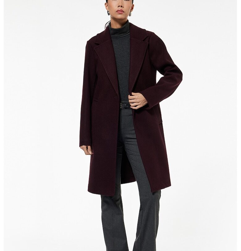 Миди палто с 1 копче - Тъмновиолетов KOTON