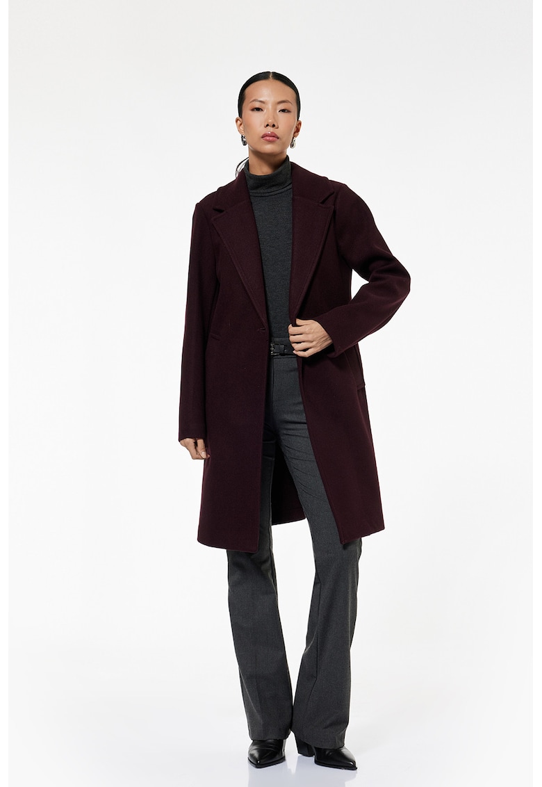 Миди палто с 1 копче - Тъмновиолетов KOTON