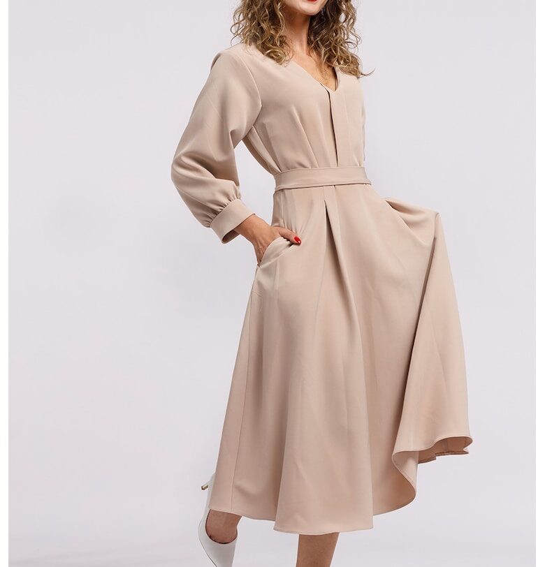 Миди разкроена рокля с джобове CAMISSI