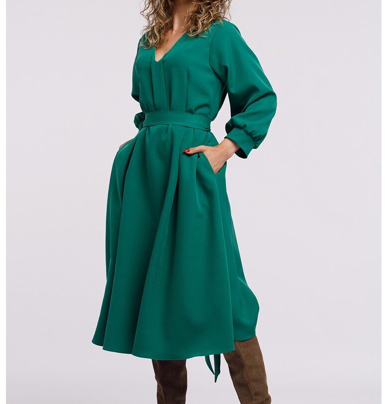 Миди разкроена рокля с джобове CAMISSI