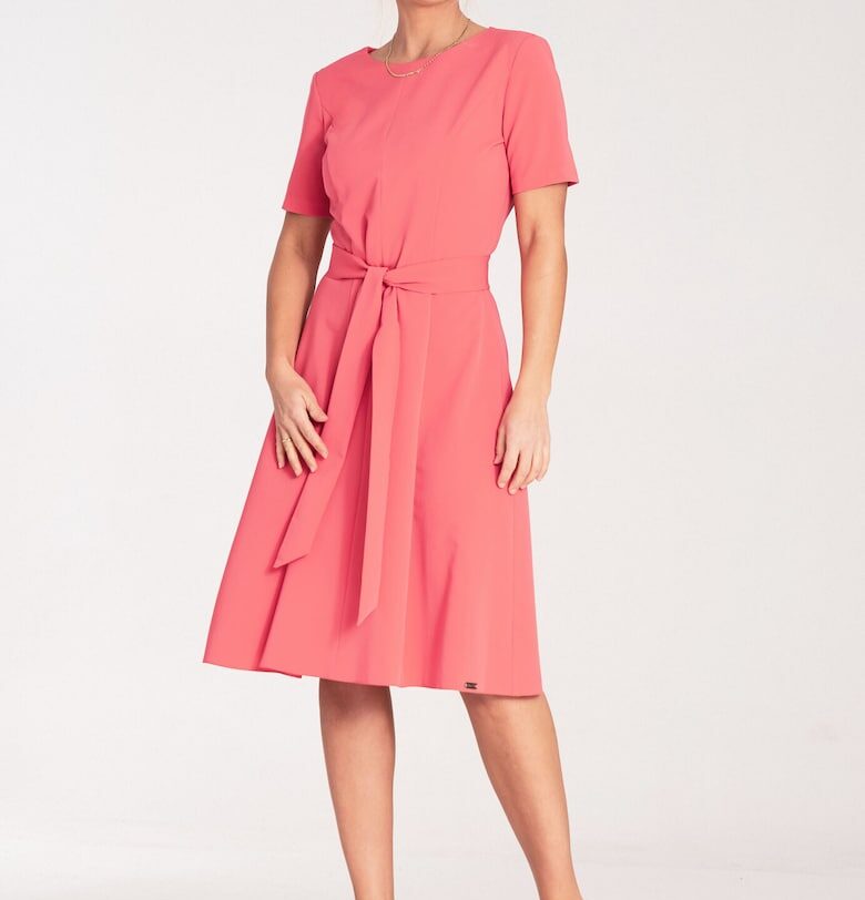 Миди рокля  А-силует - елегантна - корал - полиестер Figl