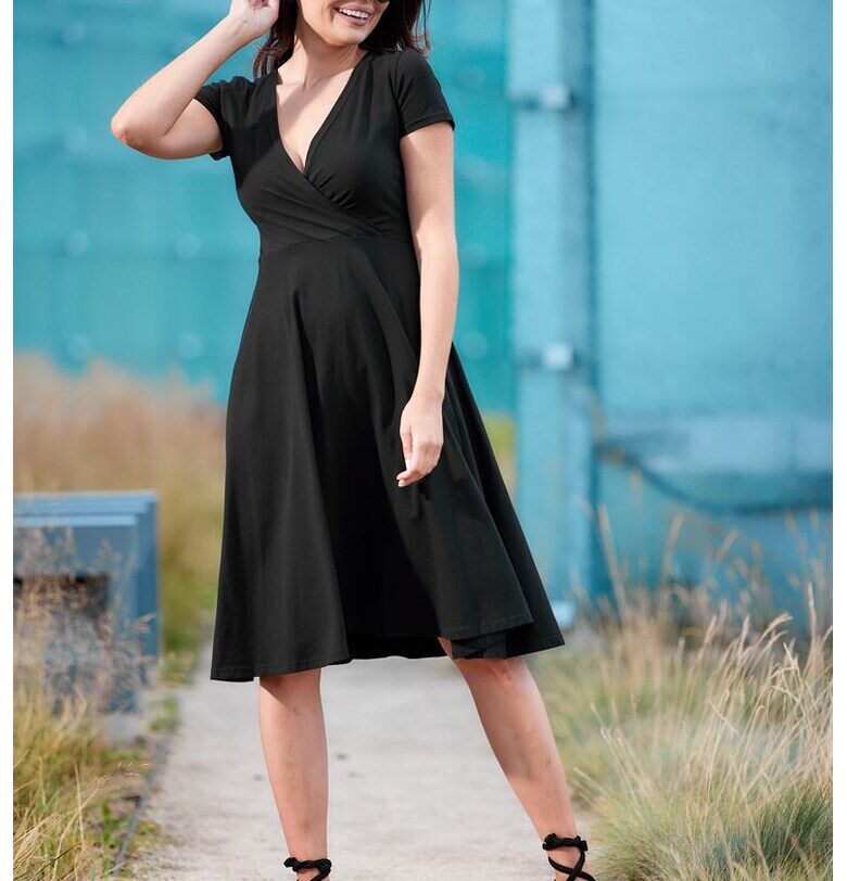 Миди рокля от памук с къси ръкави InfiniteYou