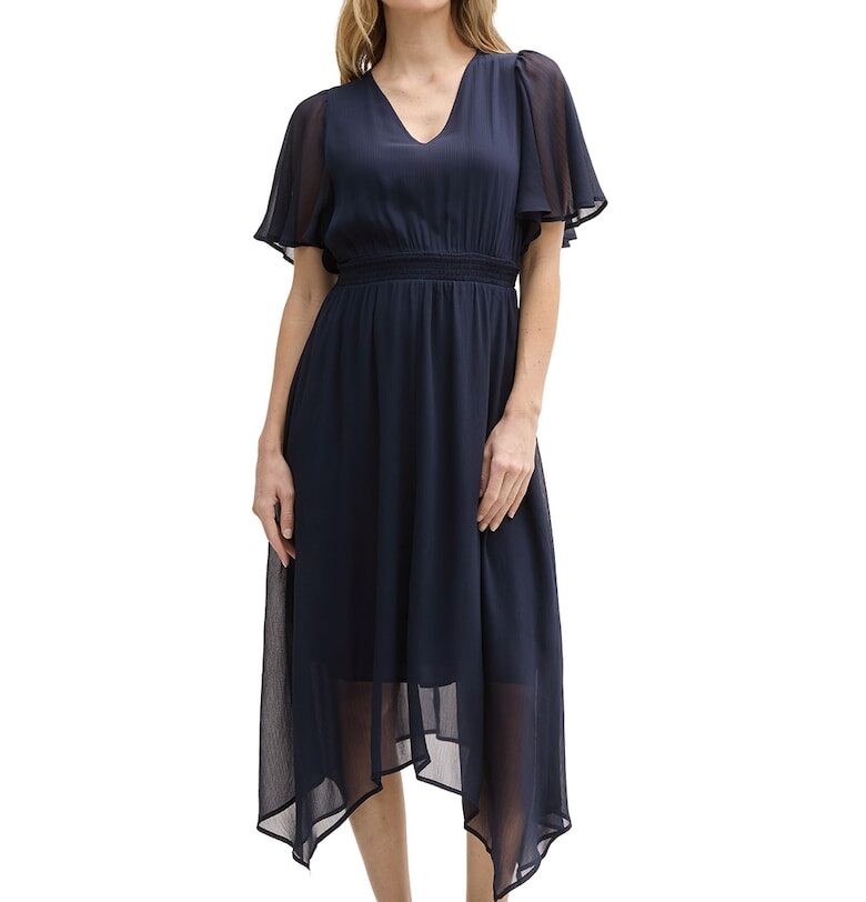 Миди рокля от шифон с ръкави тип пеперуда Tom Tailor