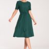 Миди рокля  с А-силует - елегантна - зелена - полиестер Figl