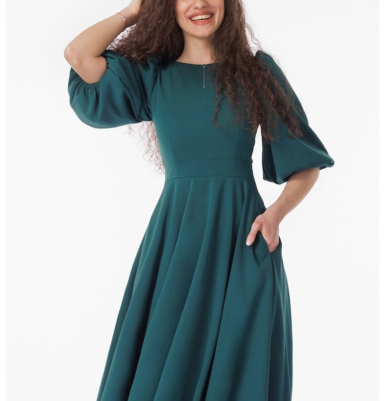 Миди рокля с бухнали ръкави CAMISSI