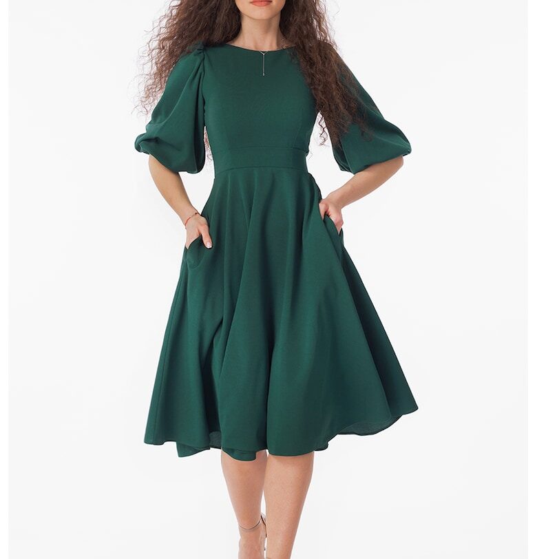 Миди рокля с бухнали ръкави CAMISSI