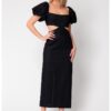 Миди рокля с бухнали ръкави Черна 16630 uFIT