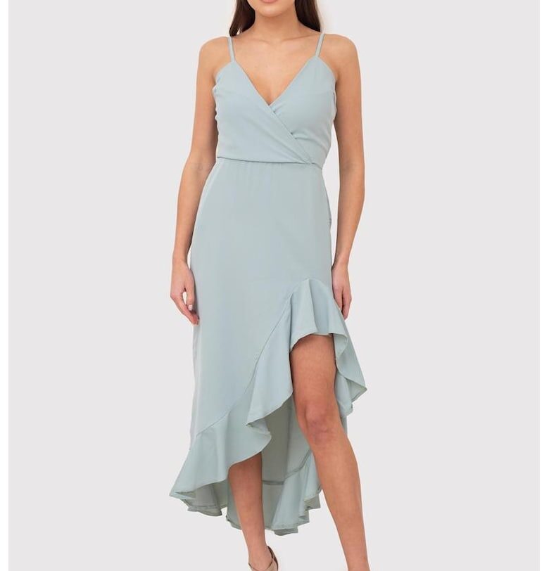 Миди рокля с волани - синя - DA1503 DUCKEGG Ax Paris