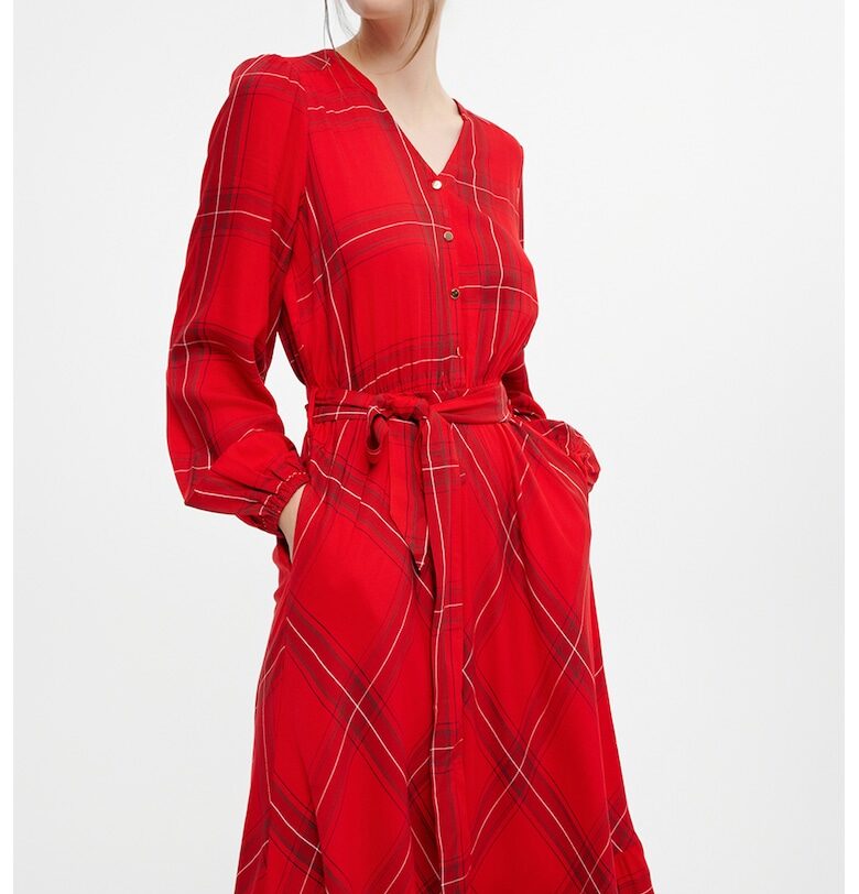 Миди рокля с каре GreenPoint