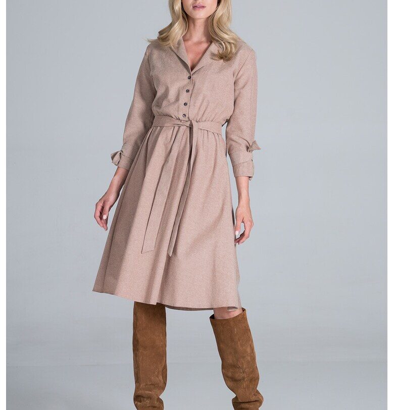 Миди рокля  с колан - вискоза Figl