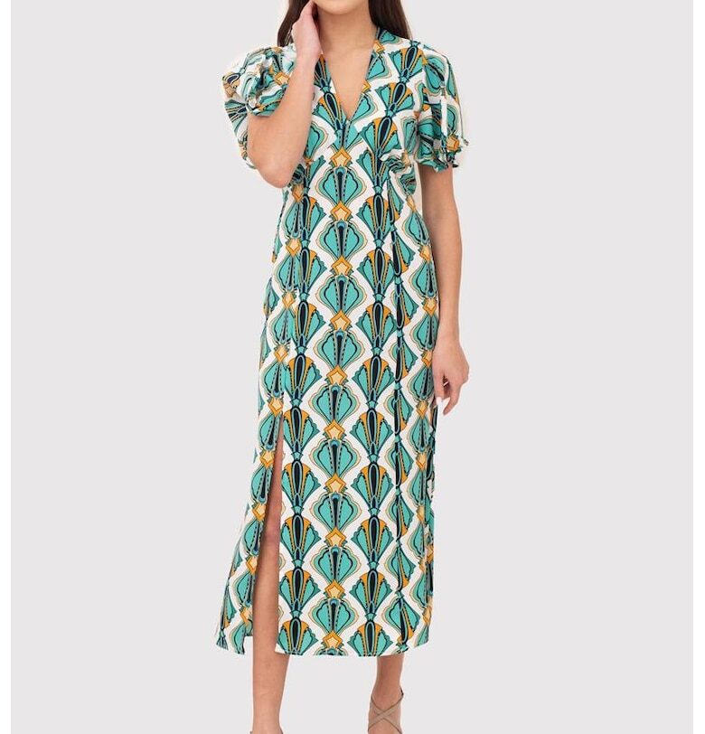 Миди рокля с къс ръкав DA1759 MULTI Ax Paris