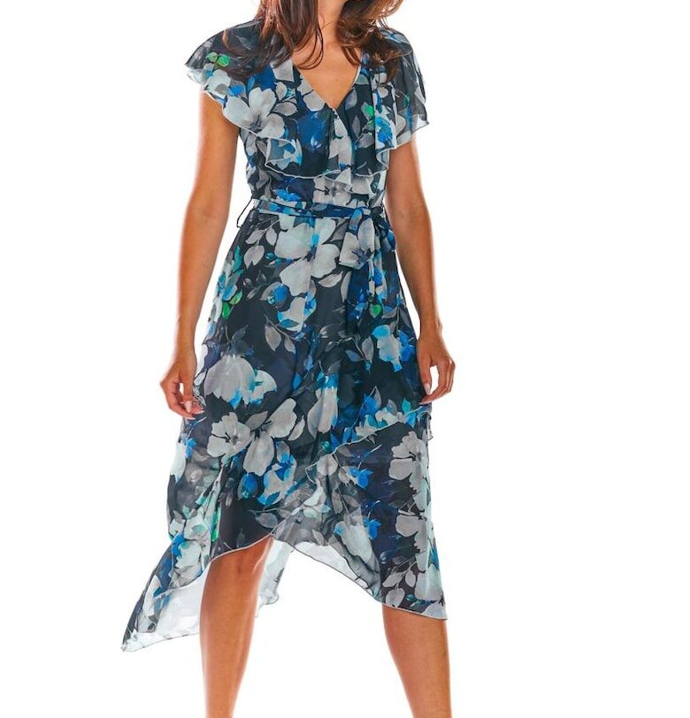 Миди рокля с къс ръкав - полиестер A308 awama