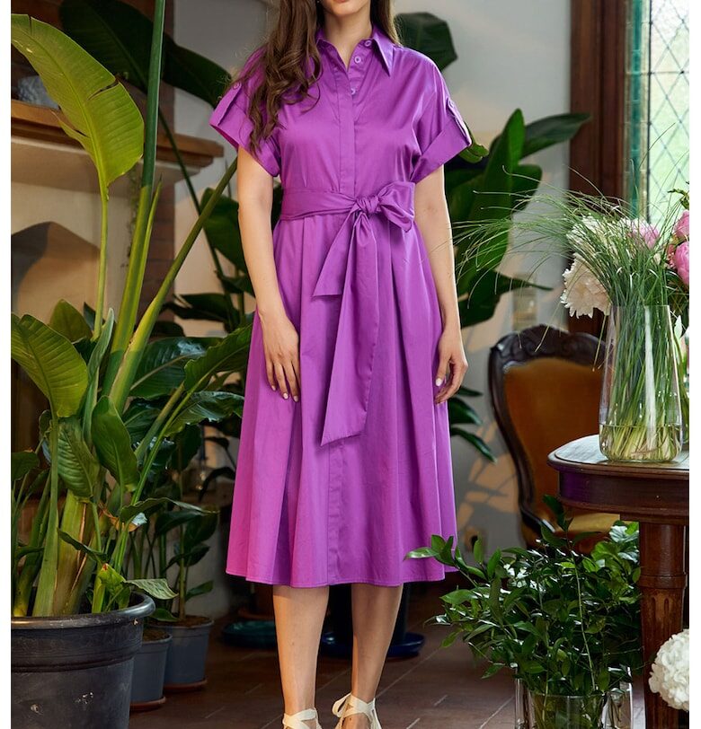 Миди рокля с къси ръкави и копчета Noria Anis