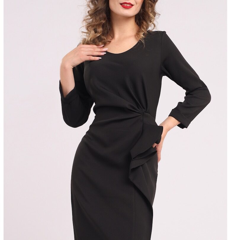 Миди рокля с набирания и дипли CAMISSI