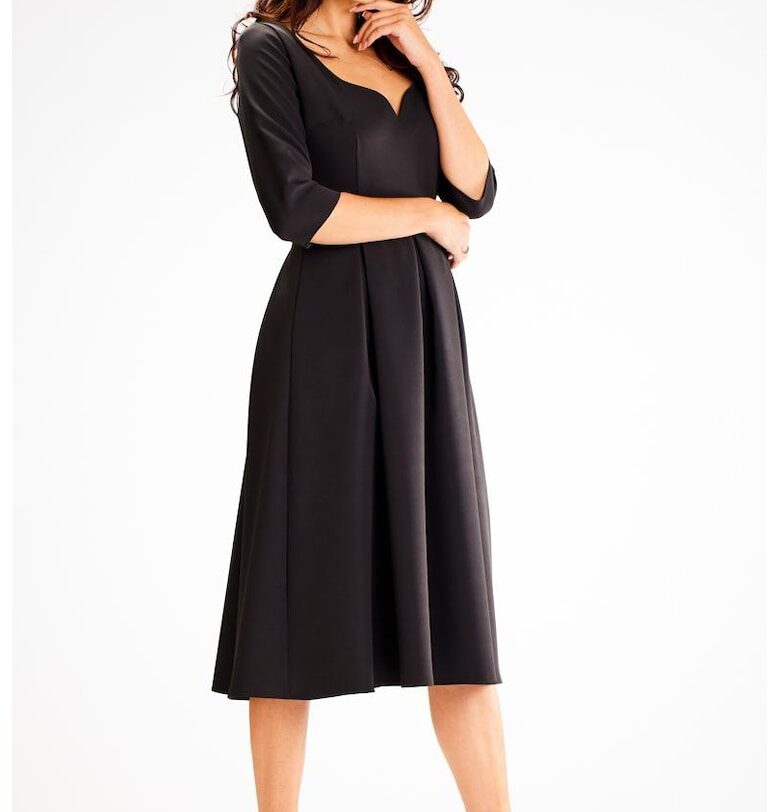 Миди рокля с три четвърти ръкав A598 awama