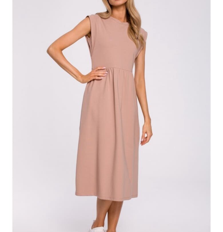 Миди рокля с украсени ръкави - мока MOE