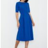 Миди рокля  синя - елегантна - с къс ръкав - полиестер Figl