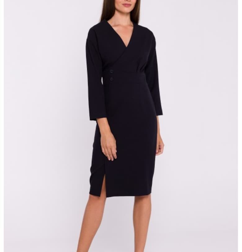 Миди рокля тип молив с декоративни копчета Stylove