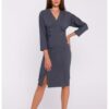 Миди рокля тип молив с декоративни копчета Stylove
