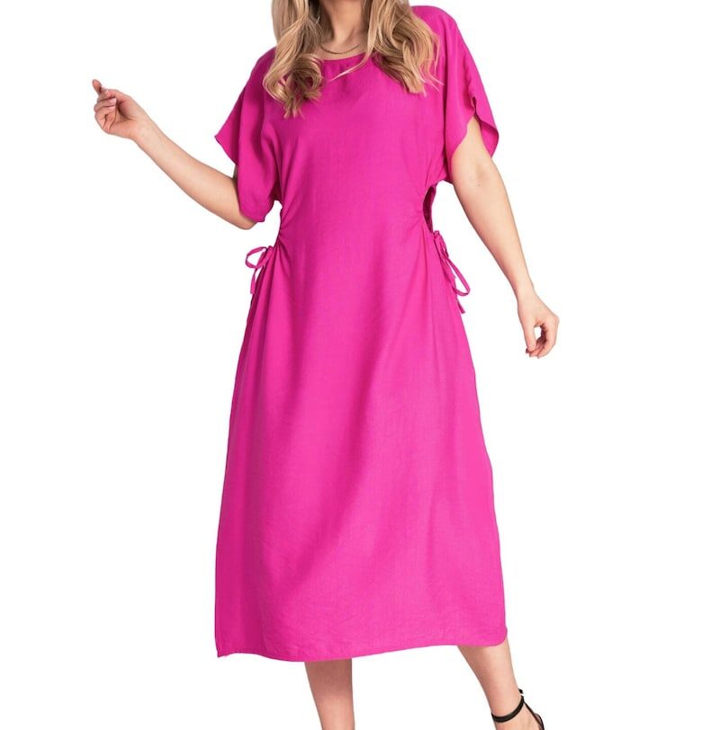 Миди рокля -  фуксия - семпла елегантност - лека материя - вискоза - един размер Figl