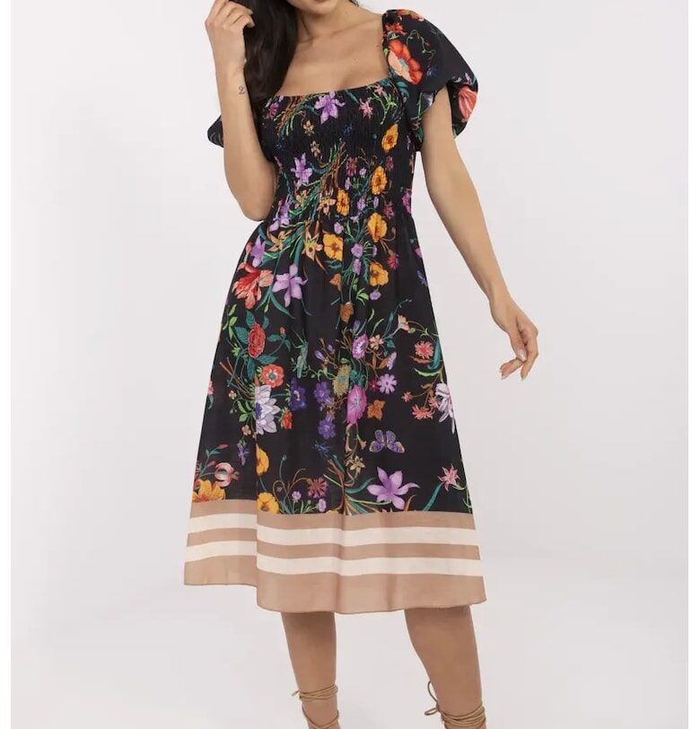 Миди рокля  черна - един размер Italy Moda