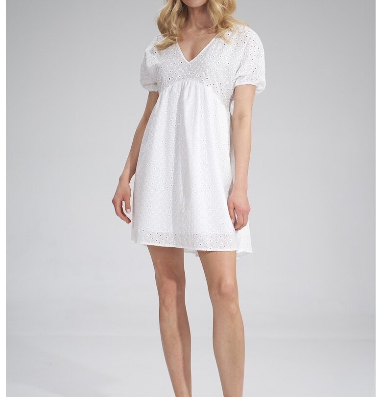 Мини рокля -  V-образно деколте - памук Figl