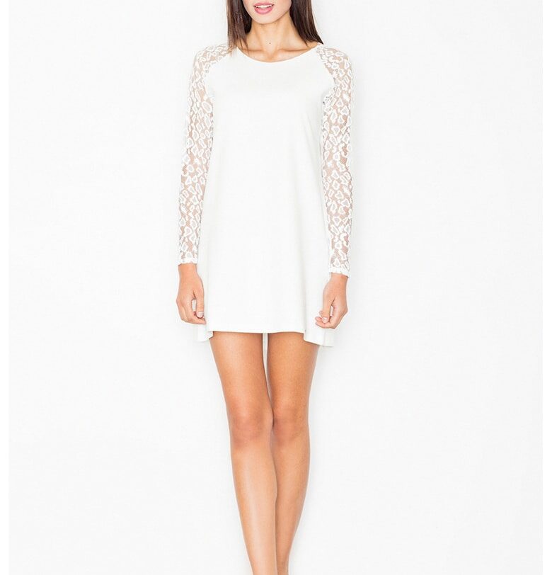 Мини рокля -  дантела - бяло - полиестер Figl