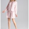 Мини рокля -  розова - волани - лятна Figl