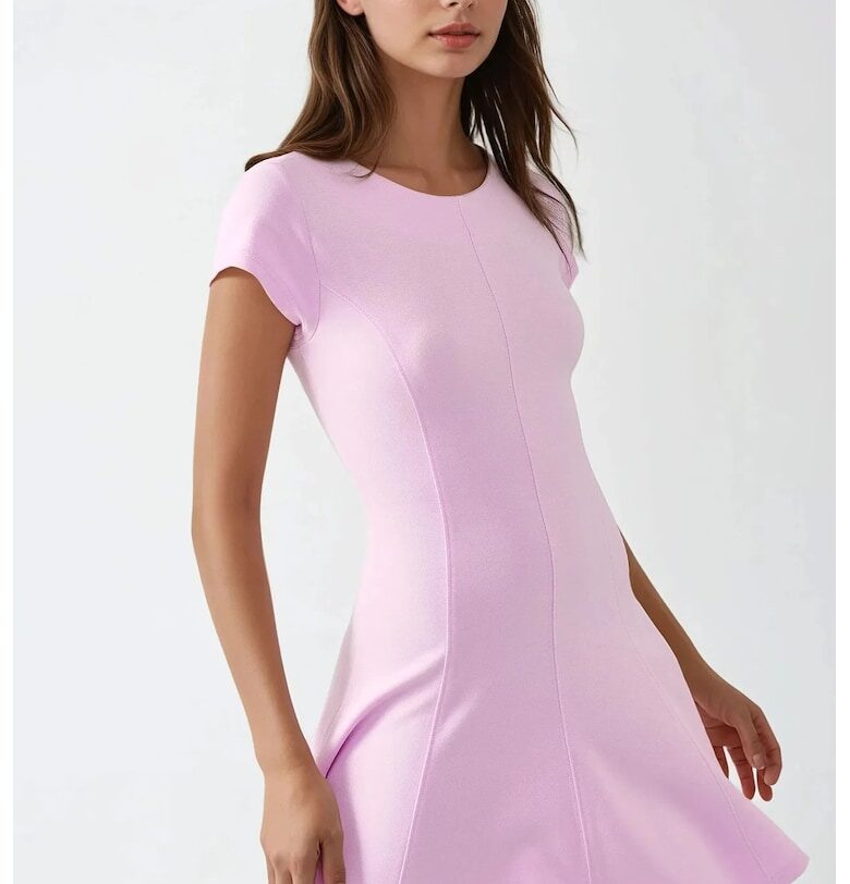 Мини рокля -  розова - жарсе HiCCUP