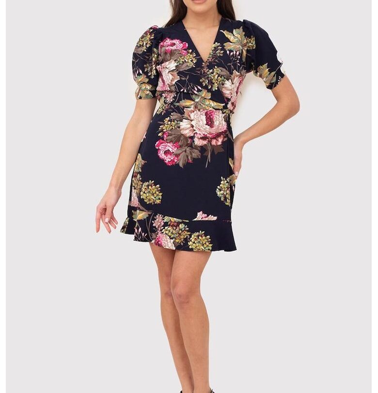 Мини рокля със сини цветя DA1786 NAVY Ax Paris