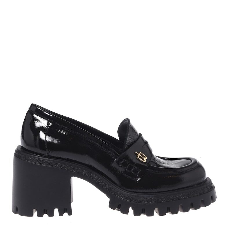 Мокасини от лачена кожа с масивен ток Baldinini