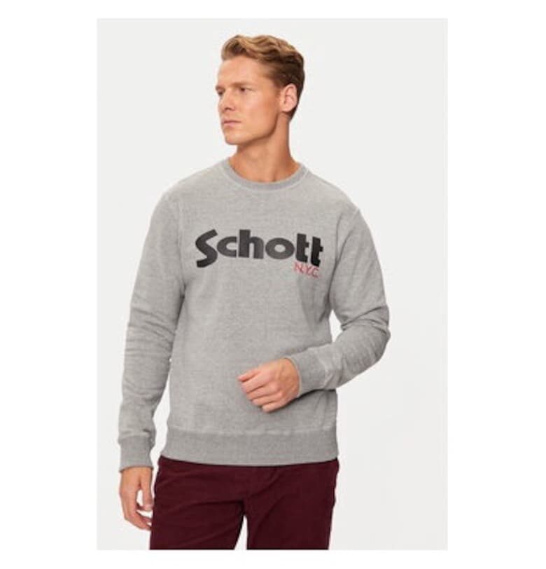 Мъжка блуза -  304869891 - Памук - Сива - Сив Schott Nyc