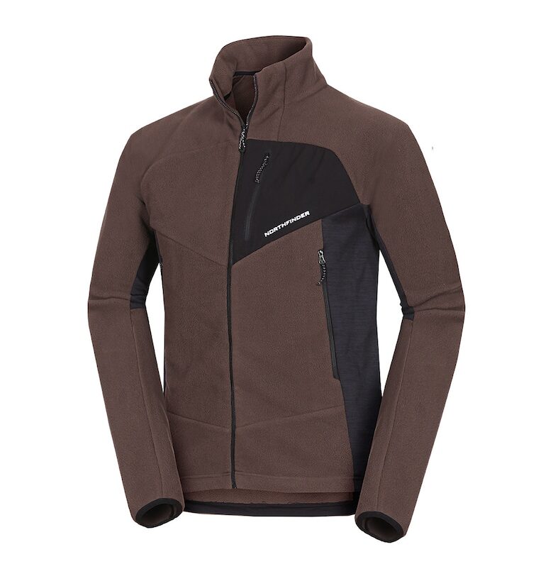 Мъжка блуза  Jedrzej от полар полиестер - с джобове - Тъмнокафяв NORTHFINDER