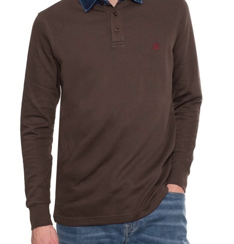 Мъжка блуза  Дълъг ръкав - Поло - Кафяв HARMONT  BLAINE