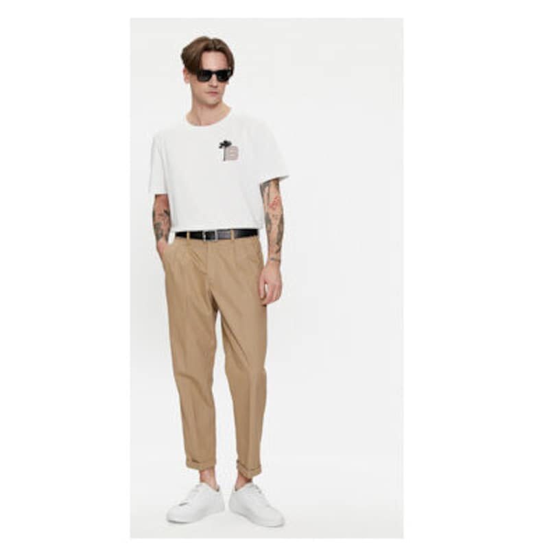 Мъжка бяла памучна тениска  Бял Baldessarini