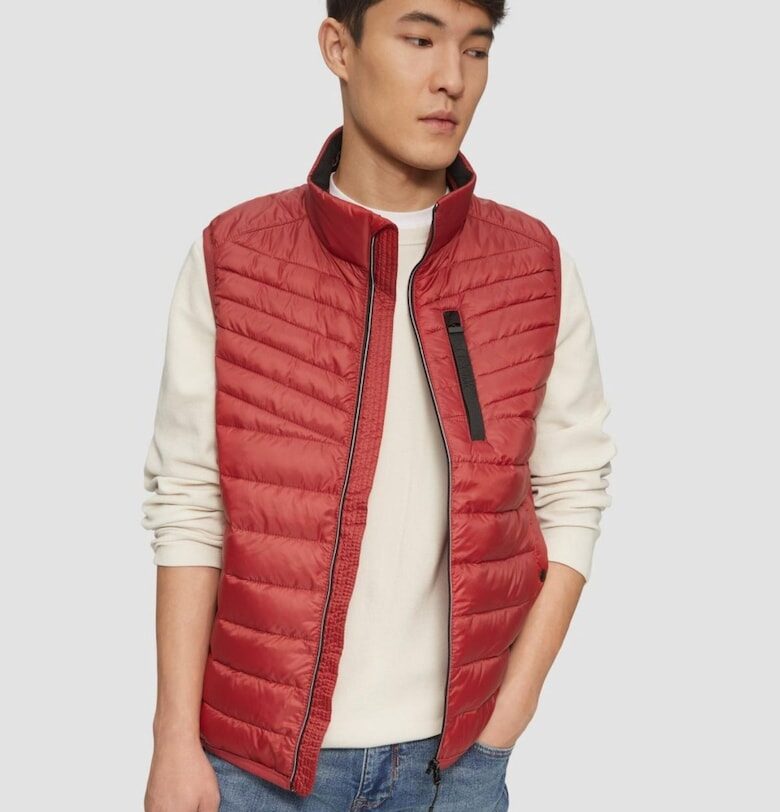 Мъжка ватирана жилетка без качулка - Regular fit -  Червен sOliver