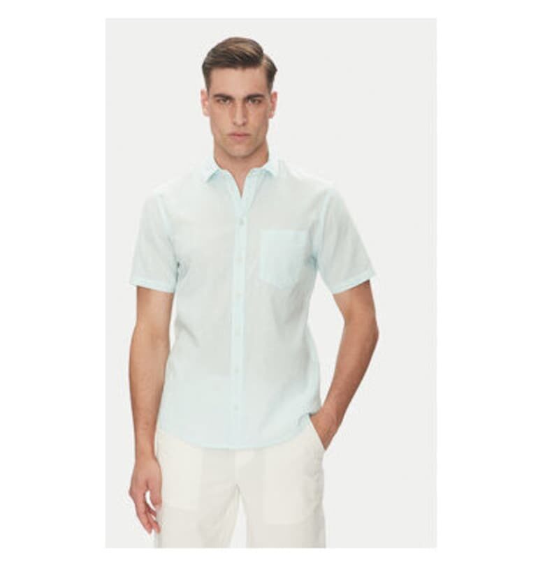 Мъжка поло риза  20718374 - Лен/Памук - Синя - Син BLEND