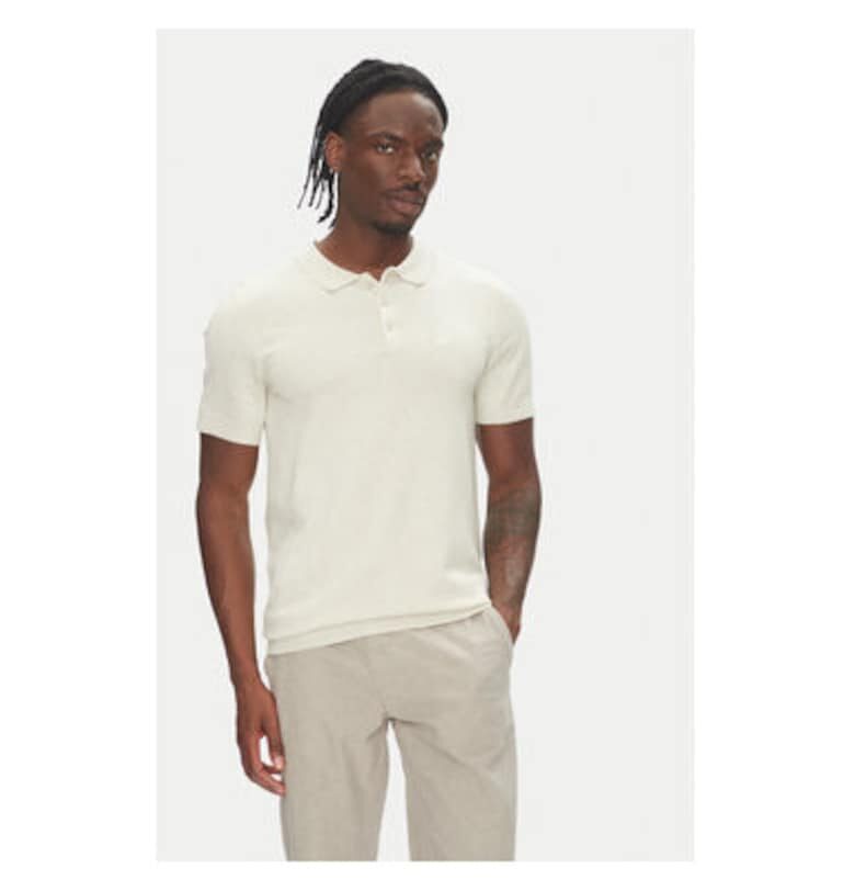 Мъжка поло риза  30-800159 - вискоза/найлон - бежова - Бежов LINDBERGH