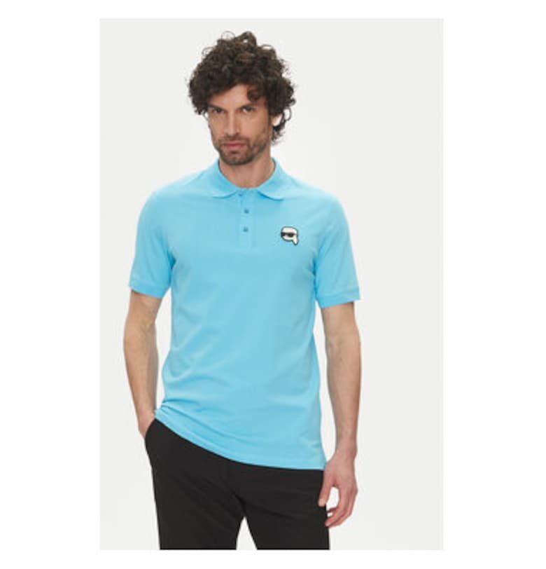 Мъжка поло риза  745710 552224 - Органичен памук - Син - Син Karl Lagerfeld