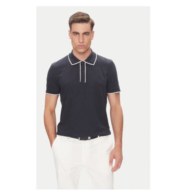 Мъжка поло риза  B4 10063.5283 - Лен/Памук - Тъмносин - Тъмносин Baldessarini