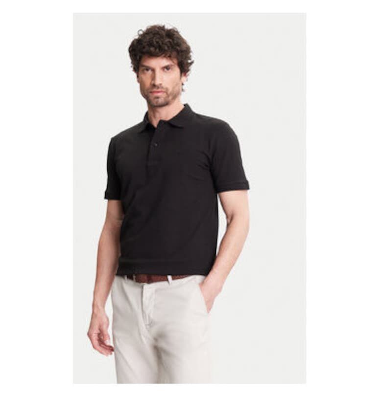 Мъжка поло риза  C5 21354.2110 - памук - черна - Черен Pierre Cardin